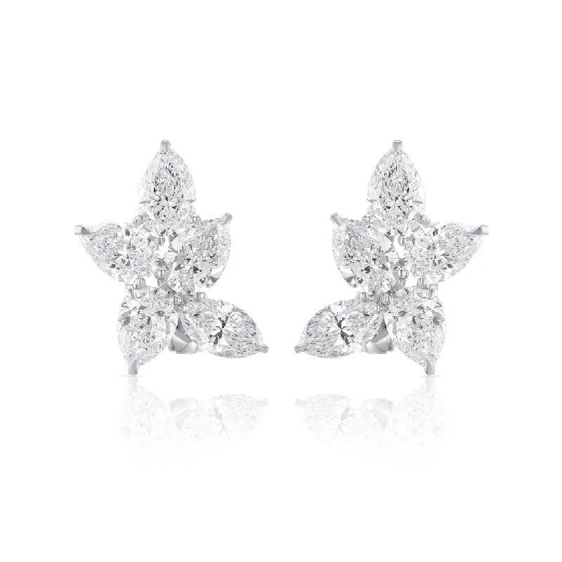 women's earrings classic solitaire -9.70 Carat Pear & Marquise Natural Diamond Earrings set in Platinum