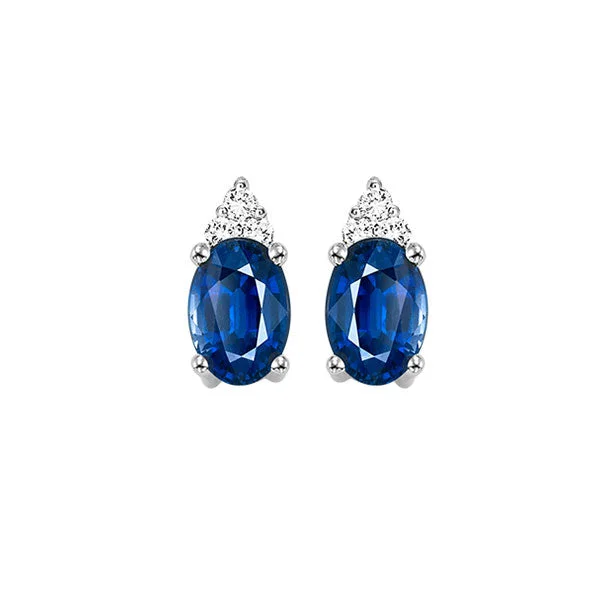 women's earrings sapphire crystal -10K White Gold Sapphire Diamond Stud Earrings