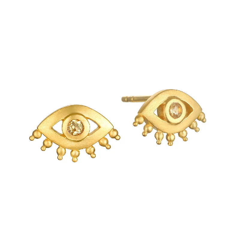 women's earrings classic elegance -Personal Power Evil Eye Citrine Earrings