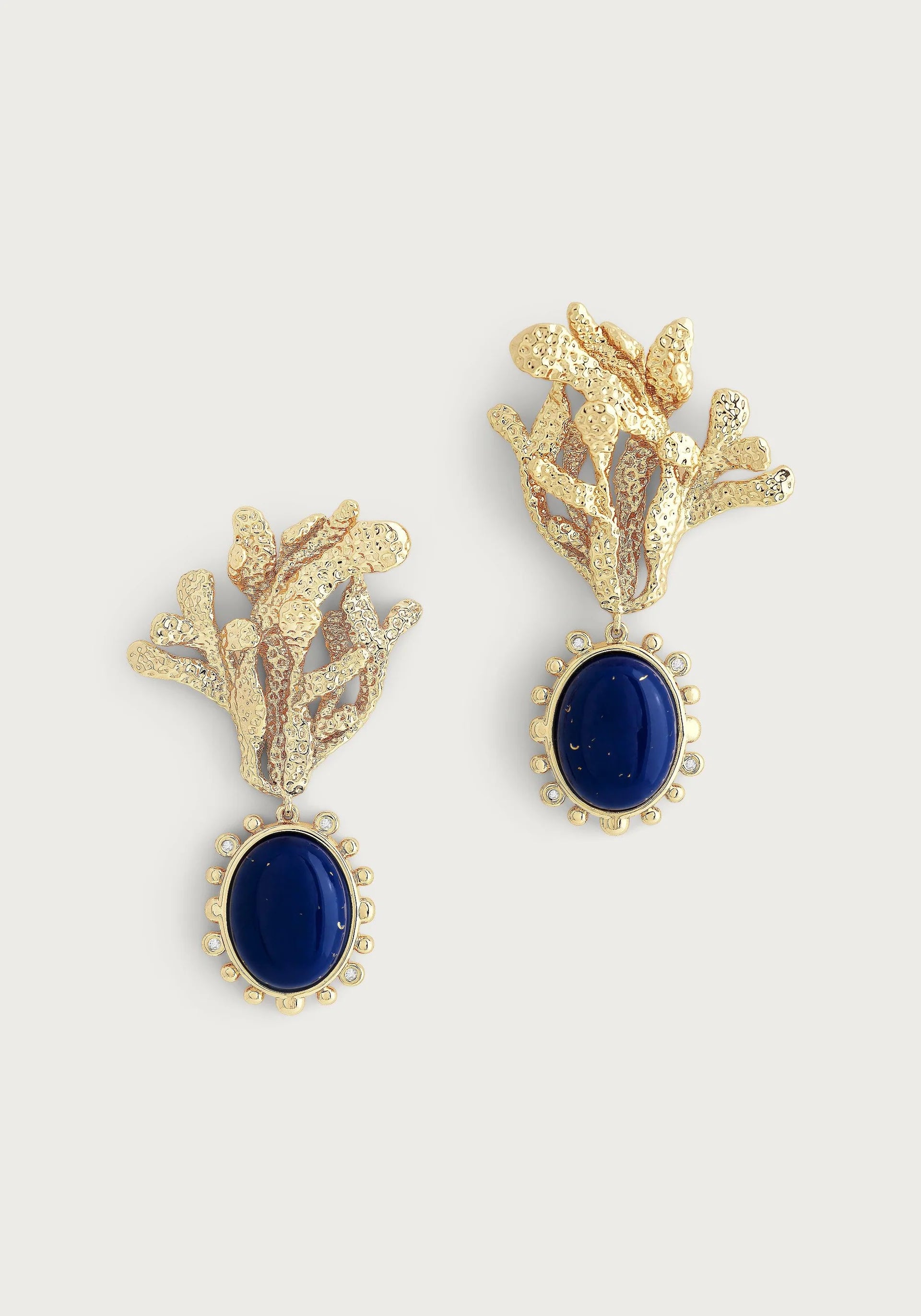 women's earrings hoop earrings -Kelp With Lapis Drop Earrings