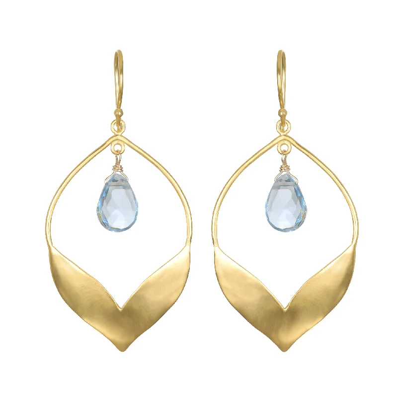 women's earrings baroque style -Transformed by Compassion Lotus Blue Topaz Earrings