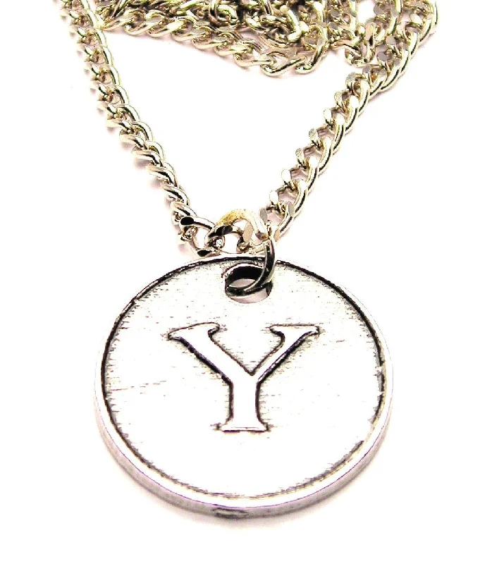 women's necklaces premium quality -Initial Y Circle Single Charm Necklace