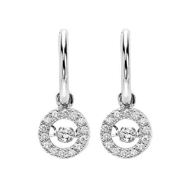 women's earrings for work and parties -10K White Gold Diamond Rhythm Of Love Earrings