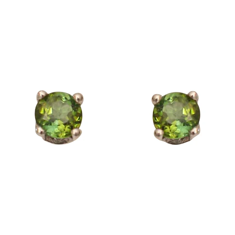 women's earrings diamond -White Gold Peridot Stud Earrings