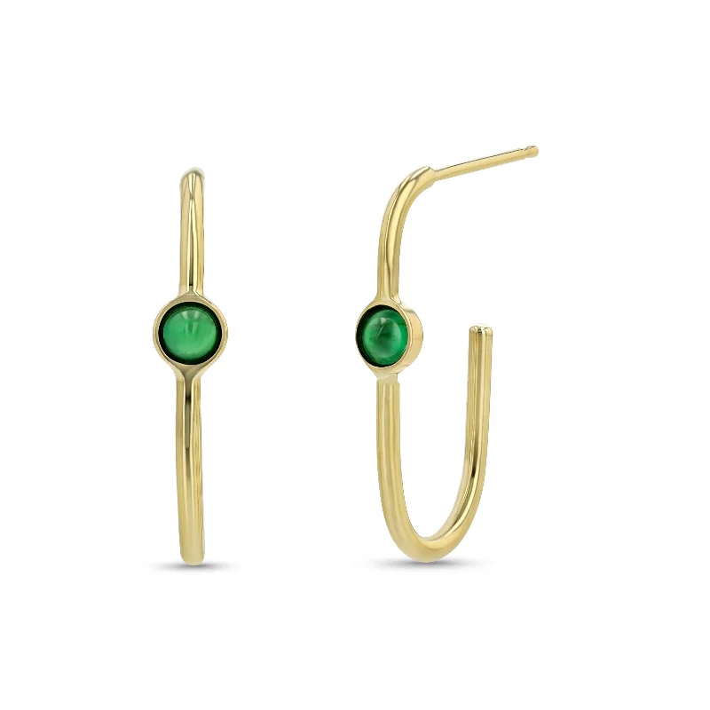 women's earrings diamond -Small Link Lights - Emeralds