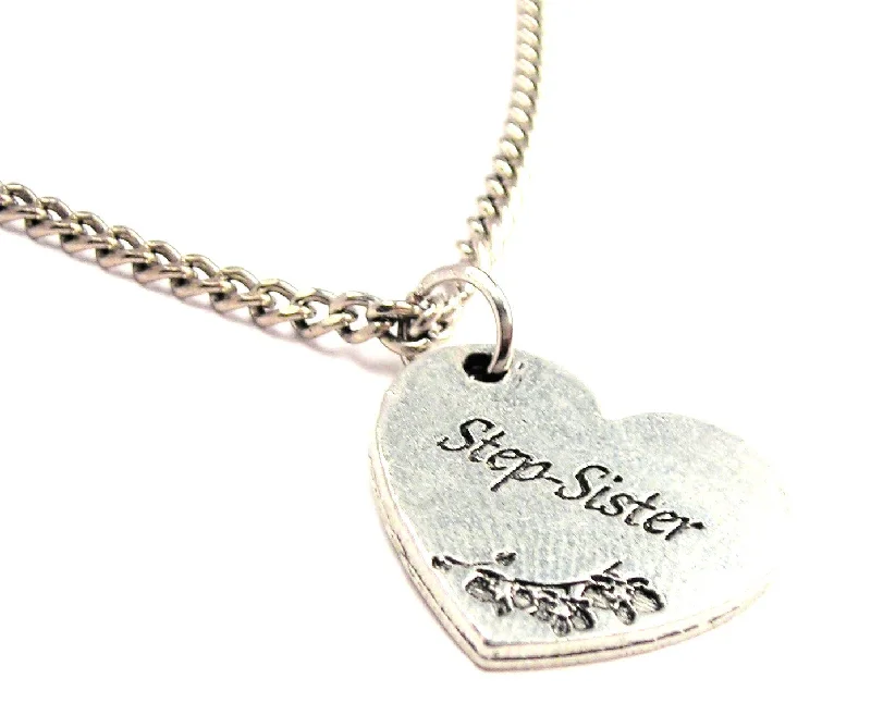 women's necklaces gemstone halo -Step Sister Heart Single Charm Necklace