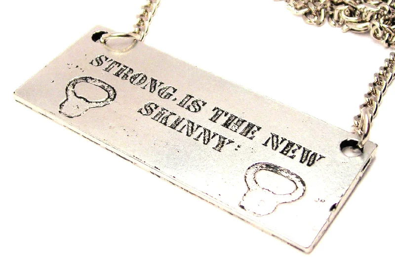 women's necklaces engagement necklace -Strong Is The New Skinny With Kettlebells Statement Platform Necklace