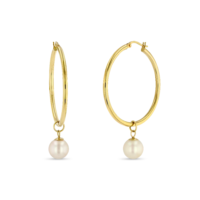 women's earrings thin and stylish -Timeless Hoops With Removable Pearl Drop