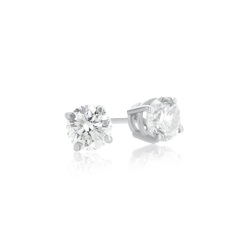 women's earrings royal beauty -14K White Gold 0.90 CT Round Diamond Stud Earrings