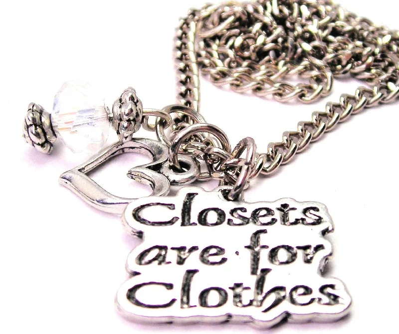 women's necklaces ruby -Closets Are For Clothes Necklace with Small Heart