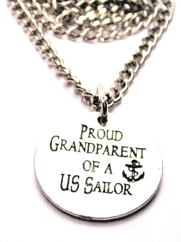 women's necklaces with secret message -Proud Grandparent Of A Us Sailor Single Charm Necklace