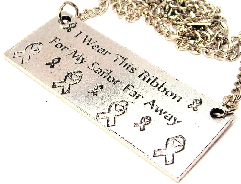 women's necklaces multi-layer chains -I Wear This Ribbon For My Sailor Far Away Statement Platform Necklace