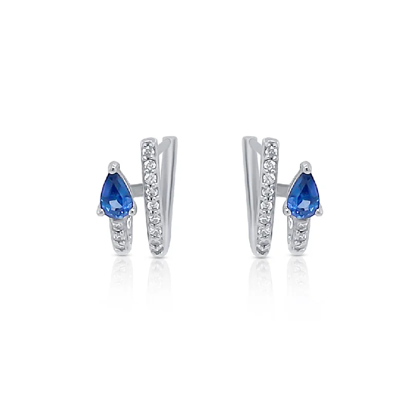 women's earrings ruby -0.50 Carat Sapphire Diamond Earrings in 14K White Gold