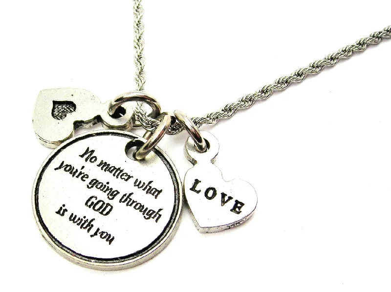 women's necklaces unique design -No Matter What You're Going Through God Is With You Stainless Steel Rope Chain Necklace