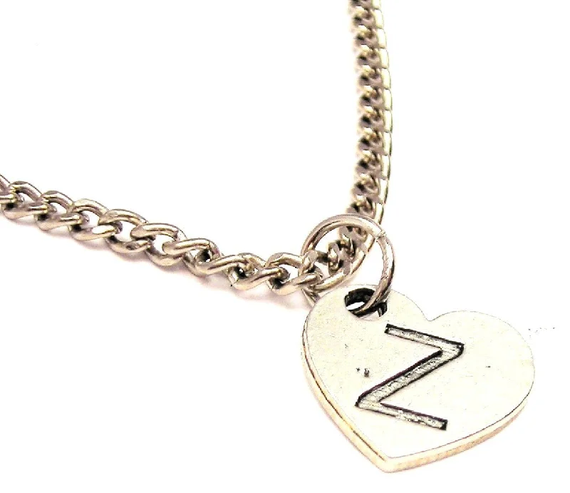 women's necklaces emerald -Heart Shaped Initial Z Single Charm Necklace