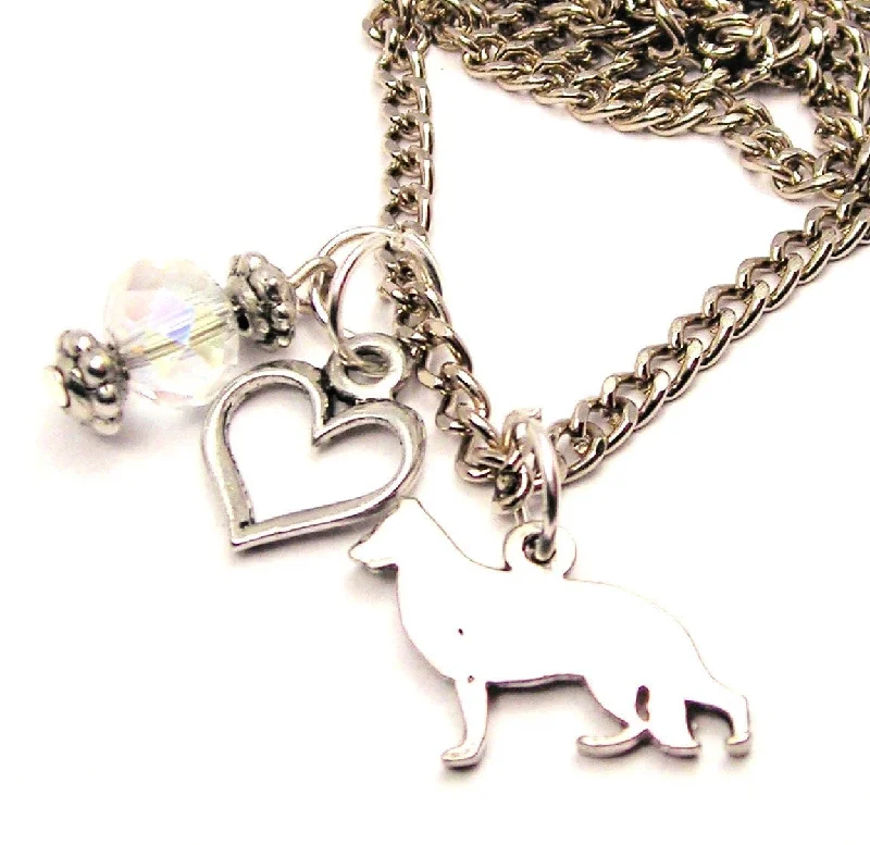 women's necklaces best seller -German Shepard Silhouette Necklace with Small Heart