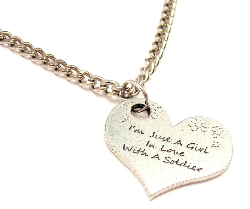 women's necklaces opal pendant -I'm Just A Girl In Love With A Soldier Single Charm Necklace