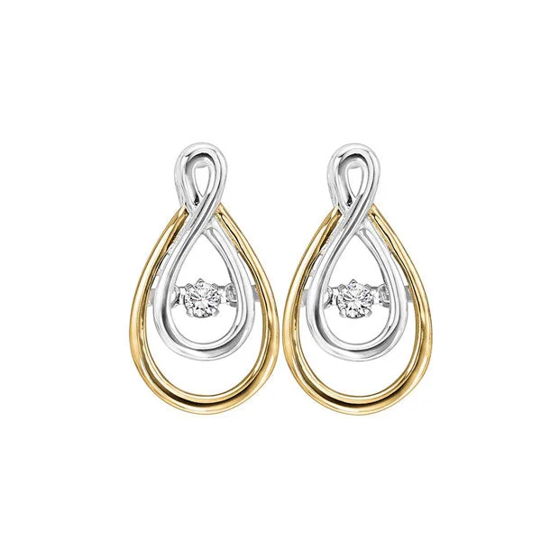 women's earrings perfect daily wear -14K Two-Tone White And Yellow Gold Diamond Rhythm Of Love Earrings