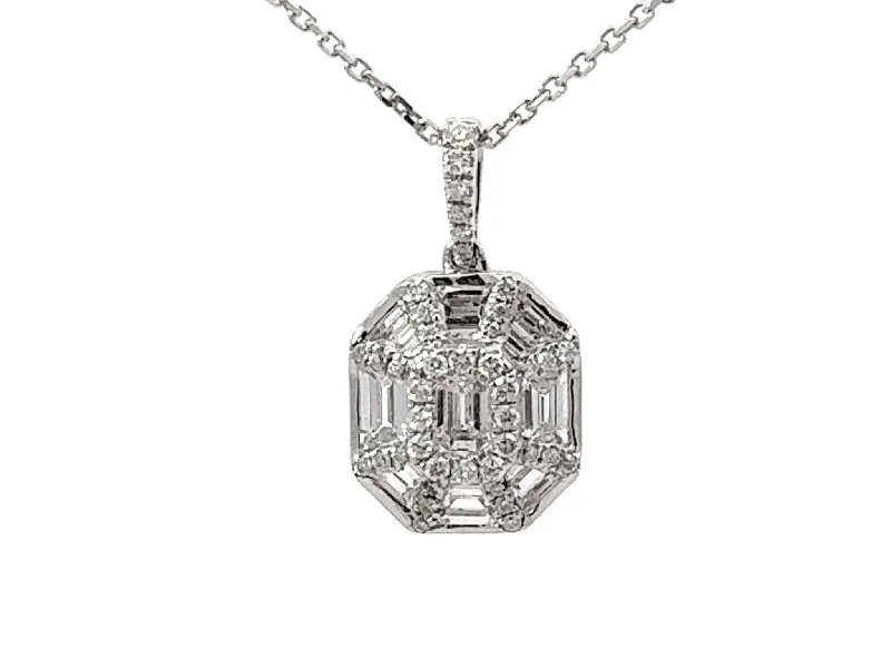 women's necklaces minimalist pendant -9 Piece Emerald Diamond Pendant Necklace 18k White Gold