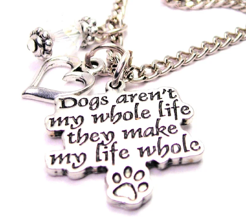 women's necklaces best seller -Dogs Aren't My Whole Life They Make My Life Whole Heart And Crystal Necklace