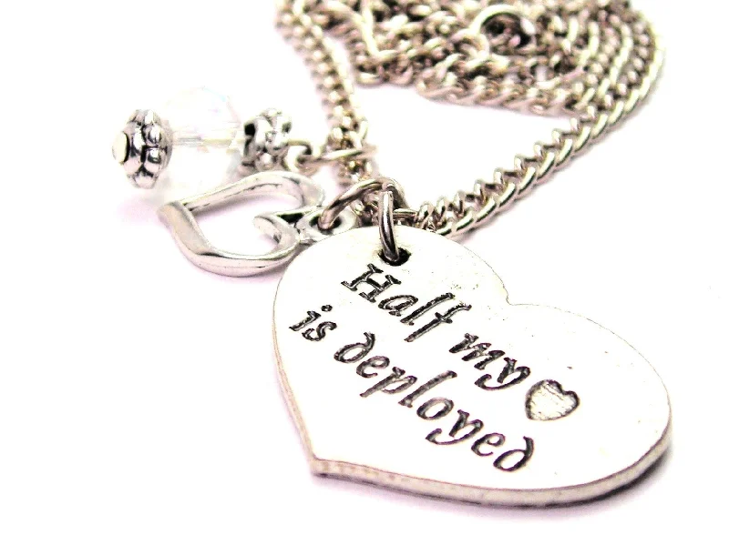 women's necklaces best gift for her -Half My Heart Is Deployed Necklace with Small Heart