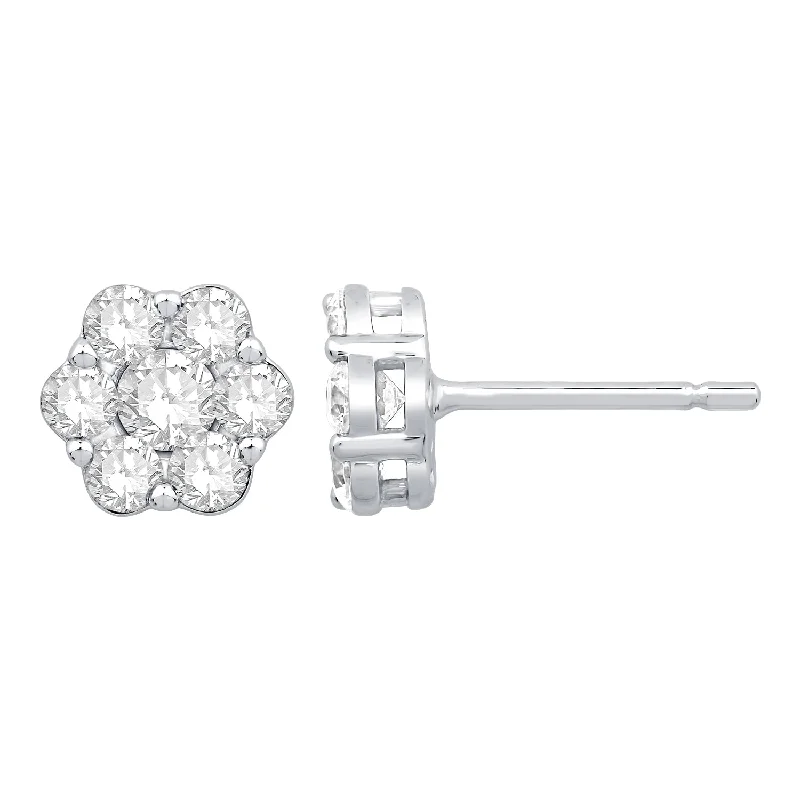 women's earrings antique design -10K White Gold Diamond Earrings (1ctw)