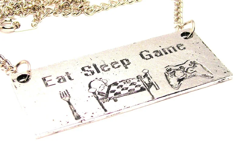 women's necklaces diamond -Eat Sleep Game Statement Platform Necklace