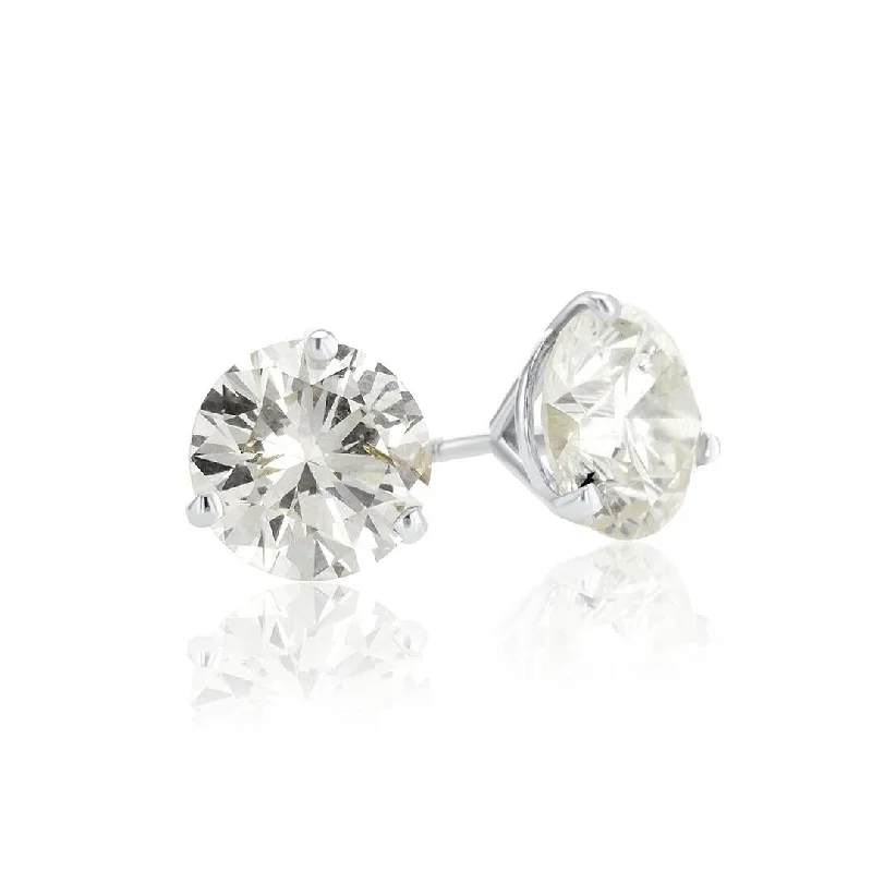 women's earrings elegant look -14K White Gold 2.77 CT Round Diamond Stud Earrings