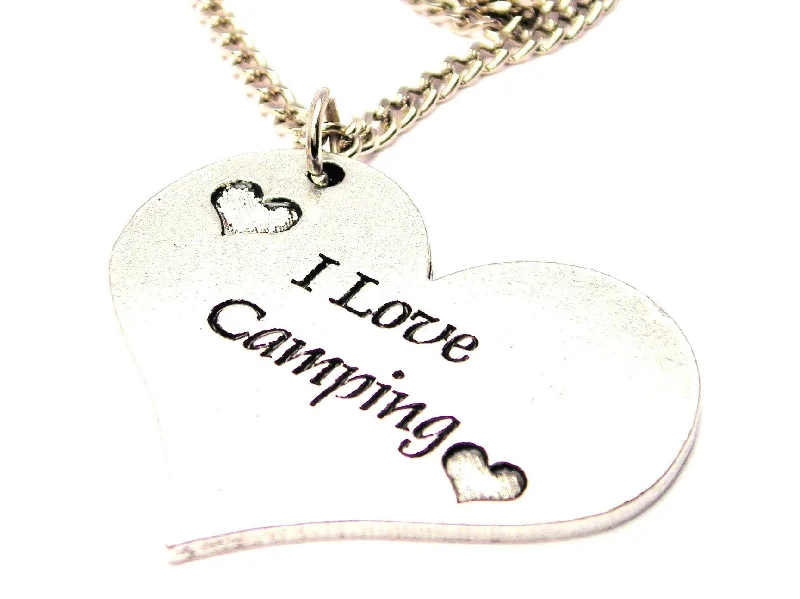 women's necklaces choker style -I Love Camping Heart Large Single Charm Necklace