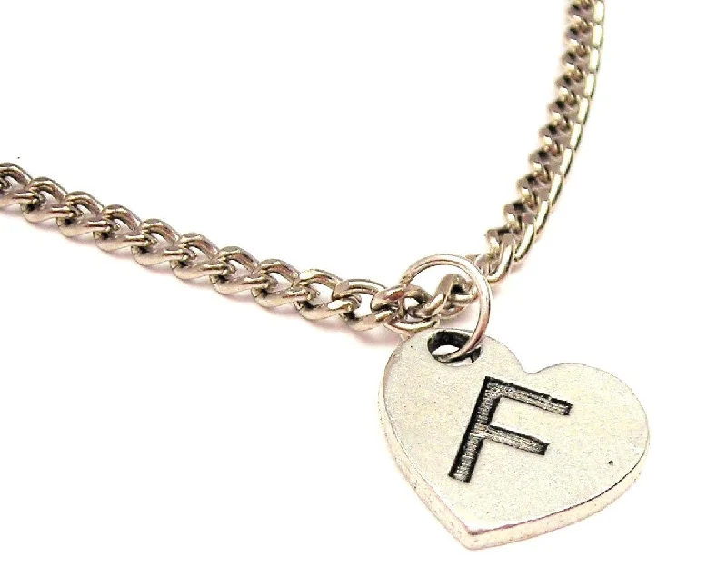 women's necklaces with birthstone -Heart Shaped Initial F Single Charm Necklace