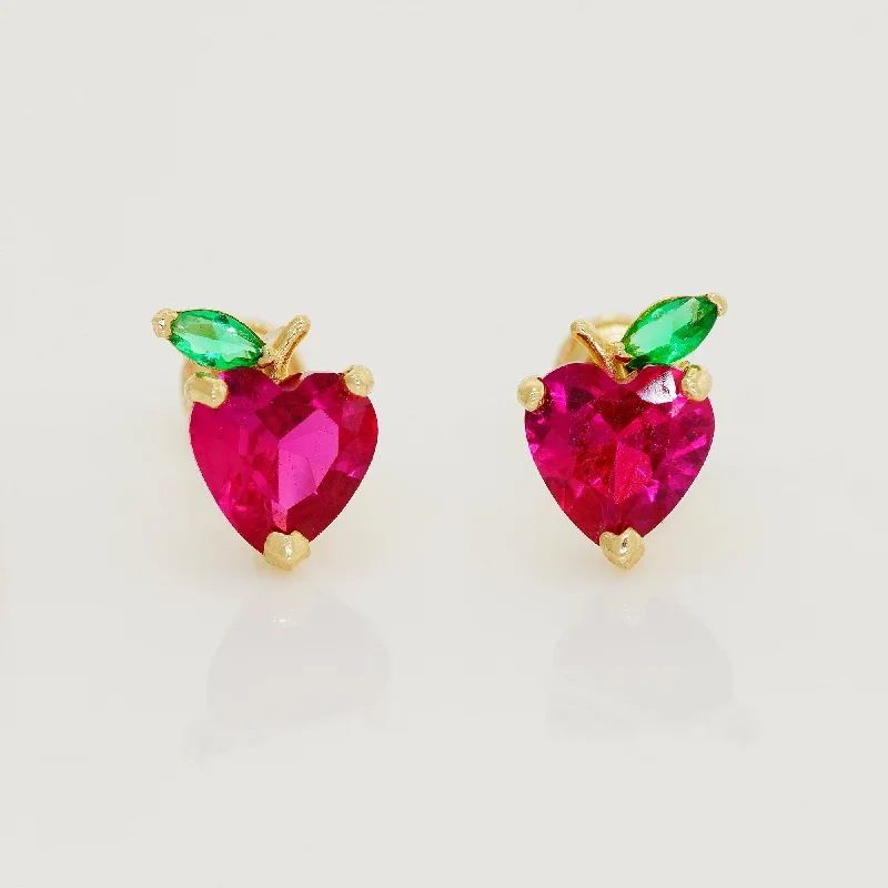 women's earrings small and subtle -Marquise Apple Stud Earrings