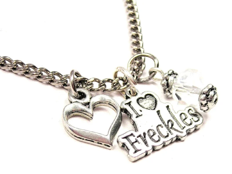 women's necklaces waterproof jewelry -I Love Freckles Heart And Crystal Necklace