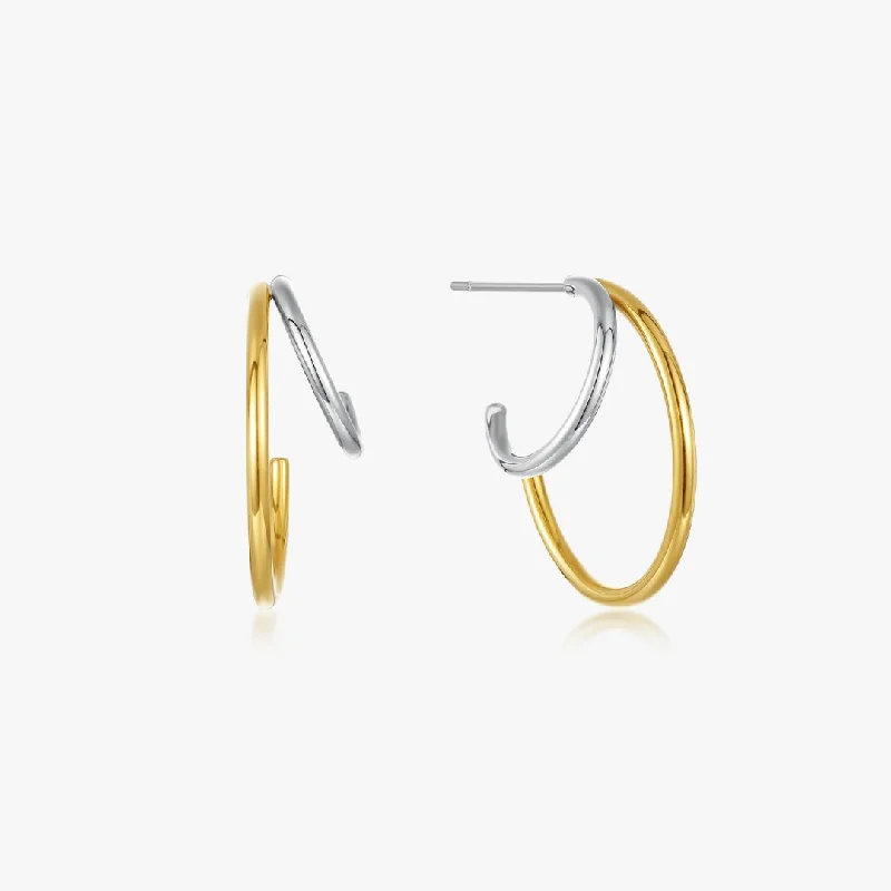 women's earrings perfect daily wear -Two Tone Big Hoops (Greek Inspired Collection)