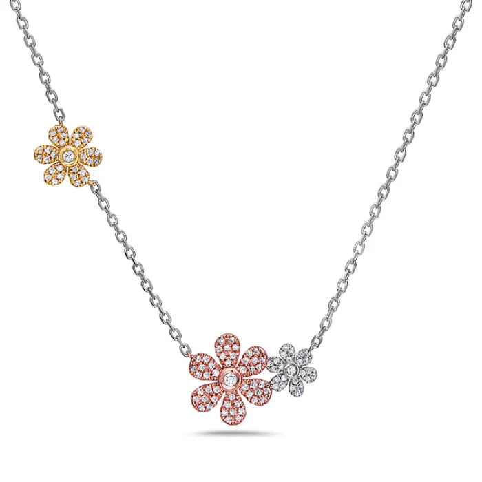 women's necklaces long chain -Flower Power Pave Diamond Necklace