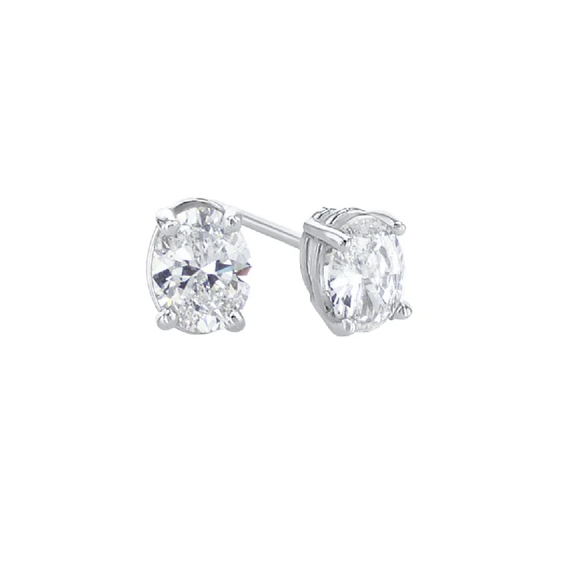 women's earrings diamond -1.18 Cttw Oval Shape Diamond Platinum Stud Earrings