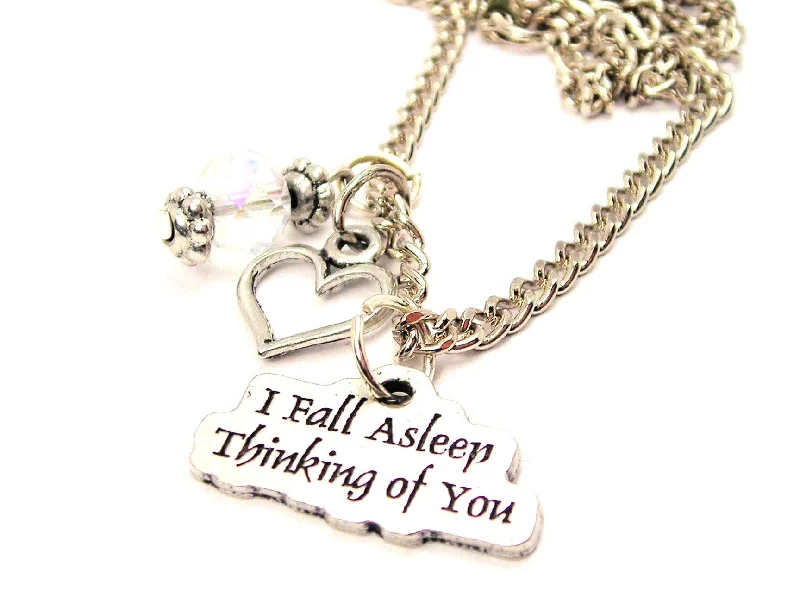 women's necklaces silver -I Fall Asleep Thinking Of You Necklace with Small Heart