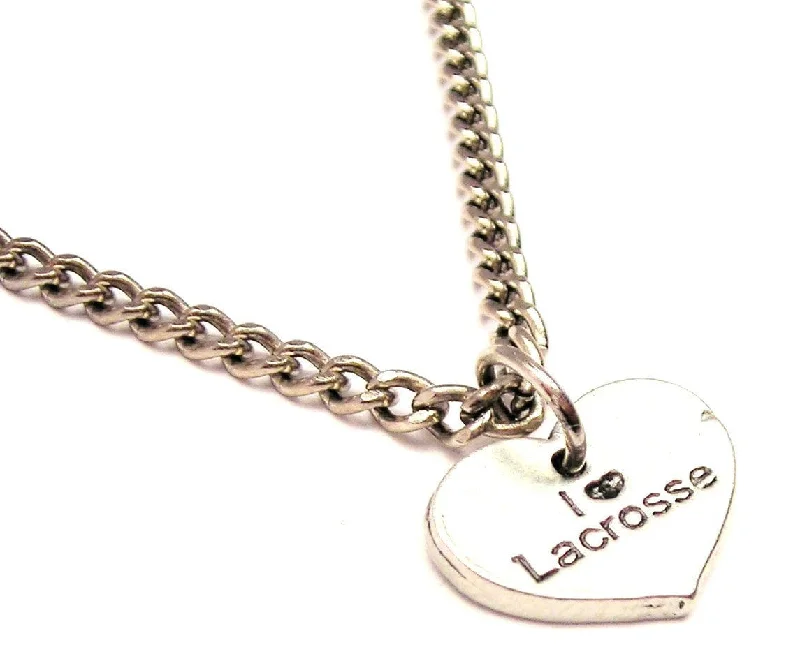 women's necklaces for daily wear -I Love Lacrosse Single Charm Necklace