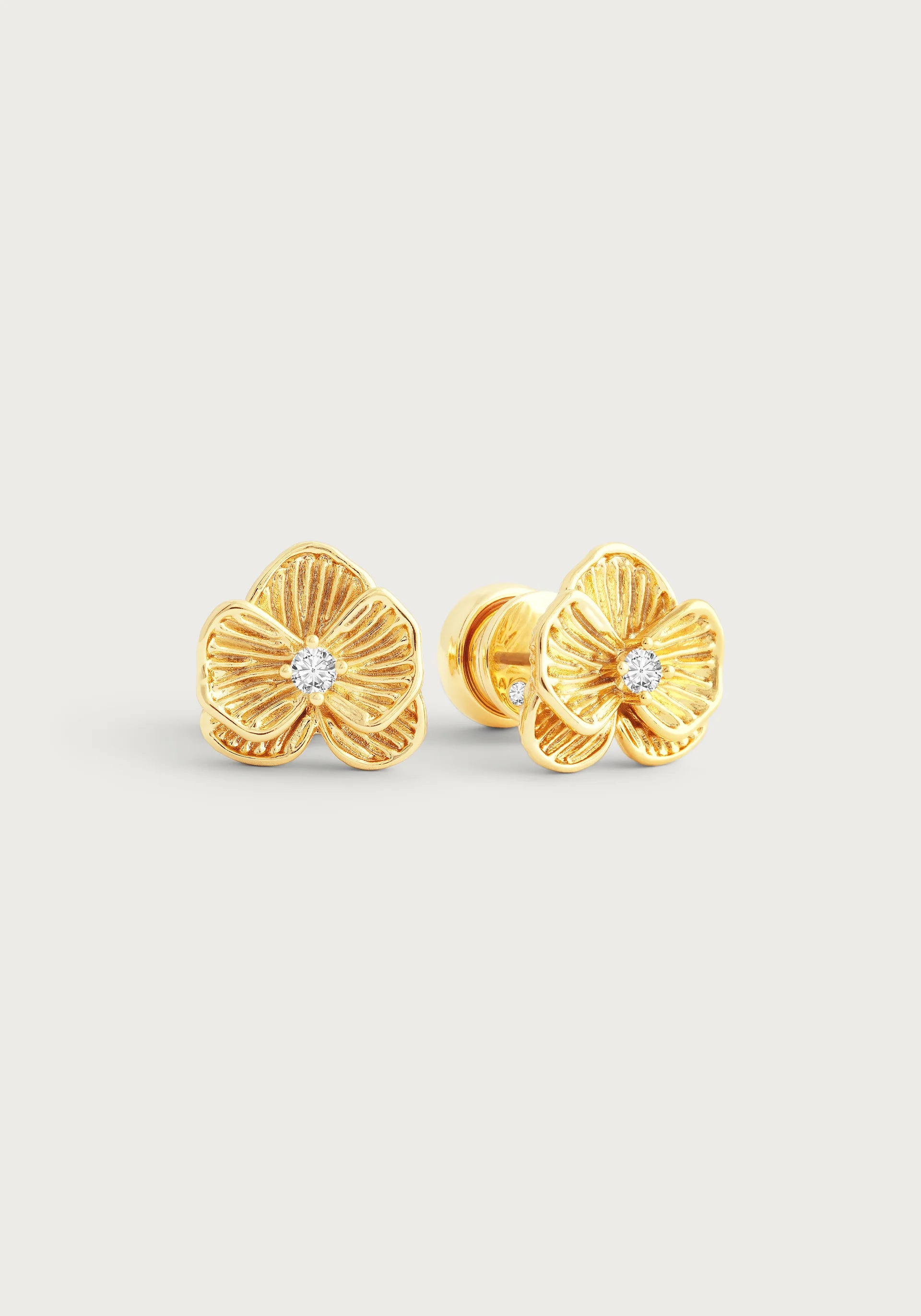 women's earrings moon design -Orchid Gold Stud Earrings