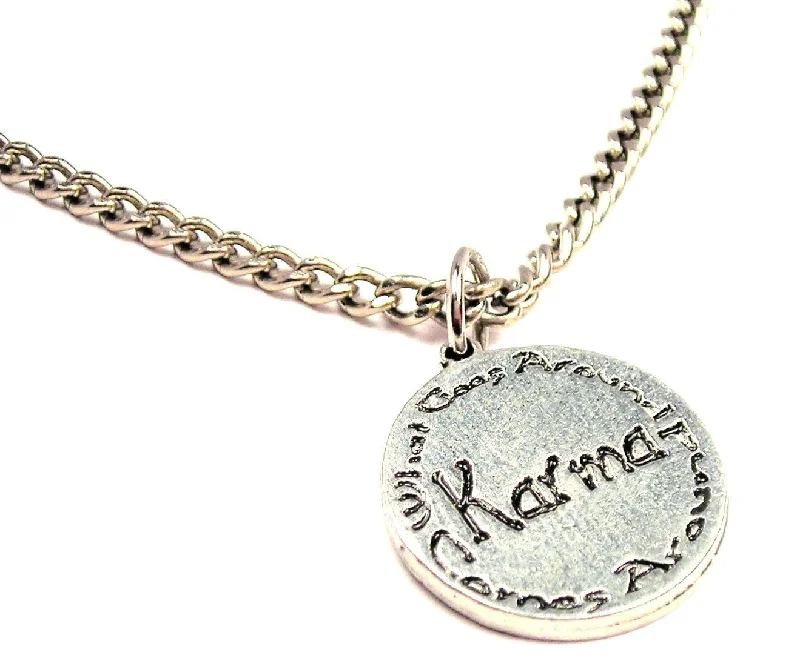 women's necklaces modern design -Karma What Goes Around Comes Around Single Charm Necklace