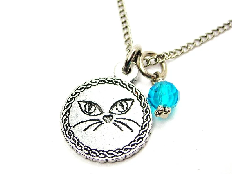 women's necklaces best gift for her -Kitty Face Circle Necklace