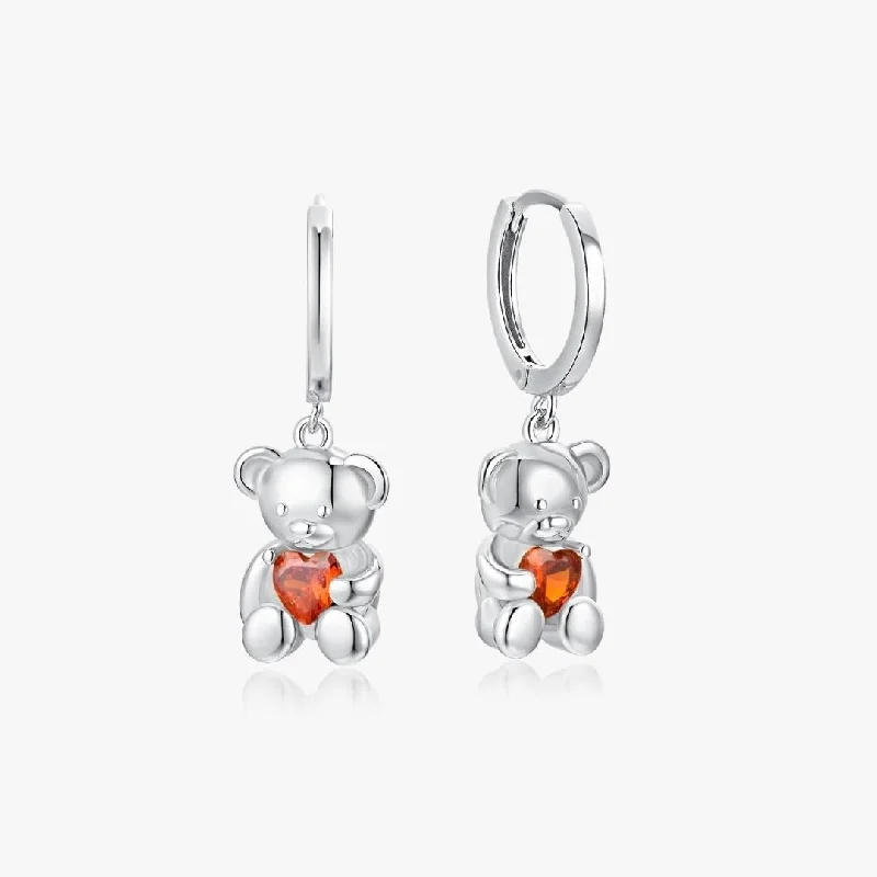 women's earrings mixed gemstone -Teddy Huggies in Silver