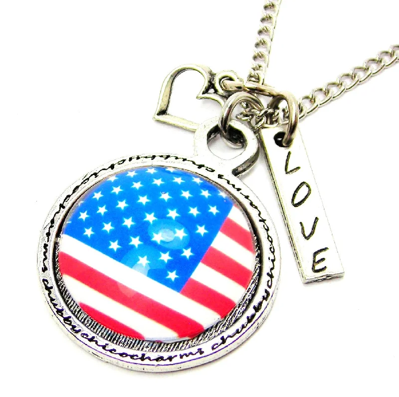 women's necklaces Christmas gift -The American Flag Framed Resin Necklace