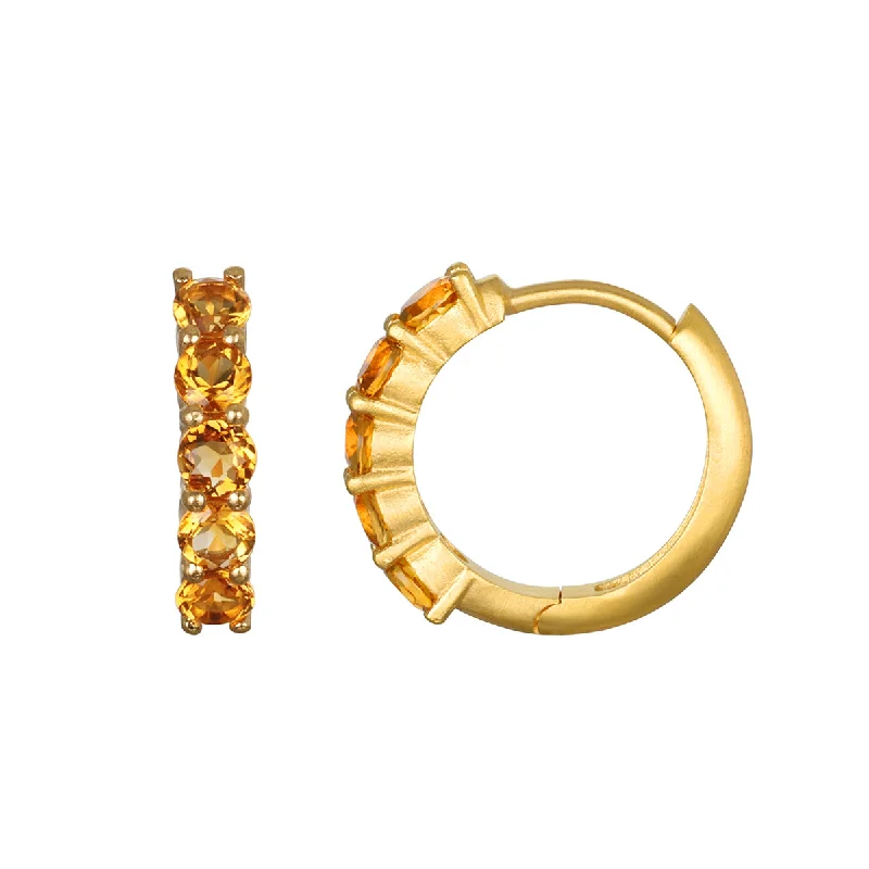 women's earrings anniversary gift -Shine with Radiance Citrine Huggie Earrings