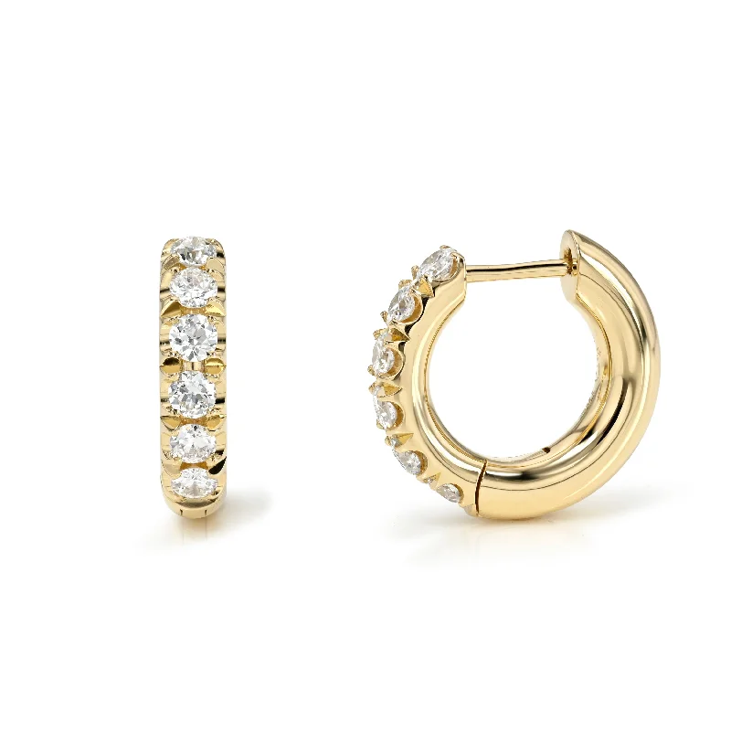 women's earrings drop earrings -LEDA DIAMOND HUGGIES