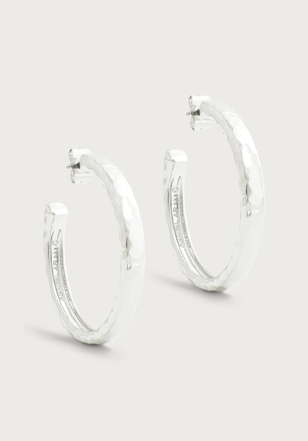 women's earrings beautiful craftsmanship -Farrier Large Hoops, Silver