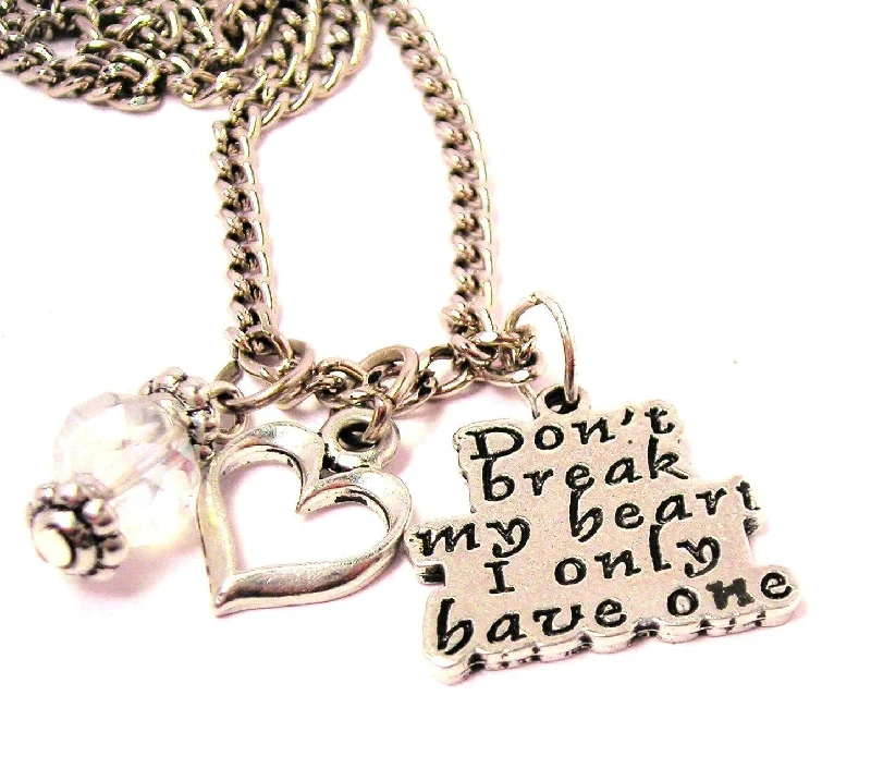 women's necklaces celestial theme -Don't Break My Heart I Only Have One Heart And Crystal Necklace