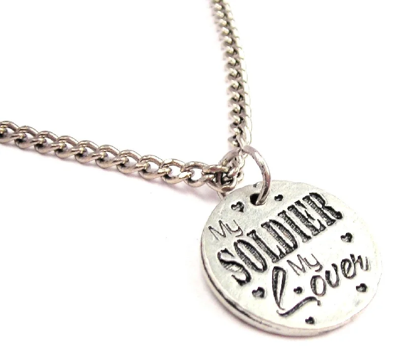 women's necklaces celestial moon and stars -My Soldier My Lover Single Charm Necklace