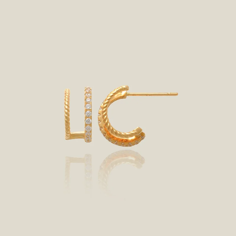 women's earrings beautiful craftsmanship -Twisted Rope CZ Stud Earrings