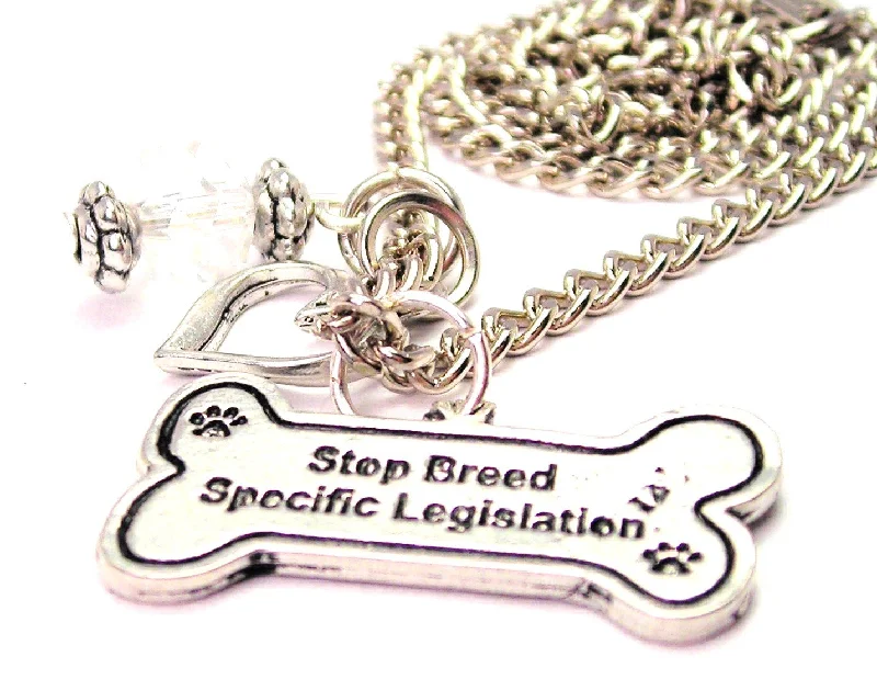 women's necklaces floral engraving -Stop Breed Specific Legislation Heart And Crystal Necklace