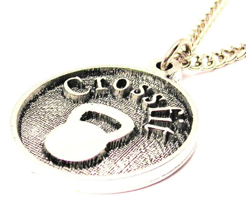 women's necklaces ruby -CrossFit With Kettlebell Circle Single Charm Necklace